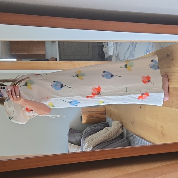 Sleeper Maxi Dress with Floral Accents, String Detail, Garden Party, EUC, Small - Picture 15 of 16